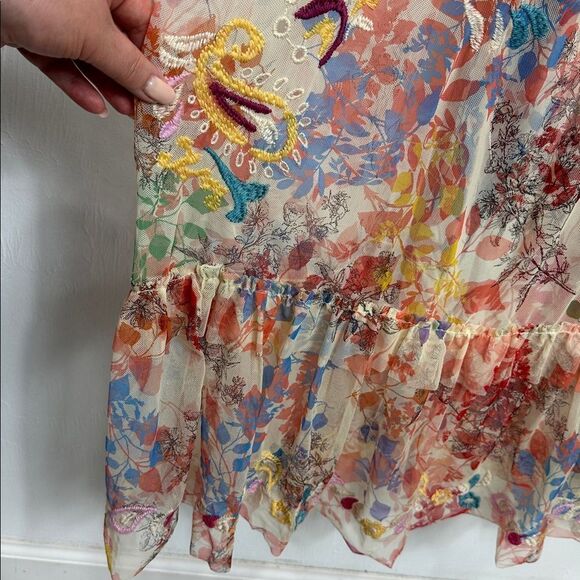 Johnny Was Biya Boho Mazzy Tie Multicolor Embroidered Long Dress Size L - Picture 5 of 11